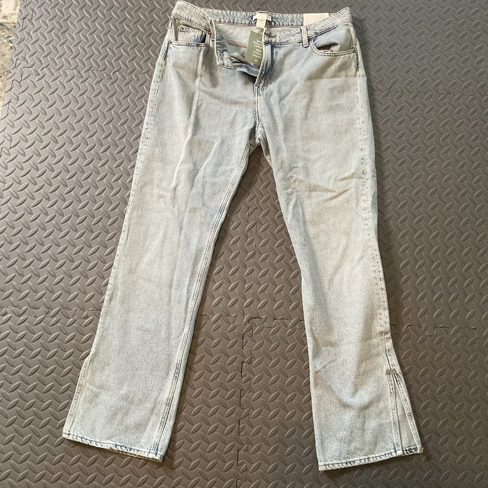 SLPIT HEM STRAIGHT HIGH WAIST JEANS
